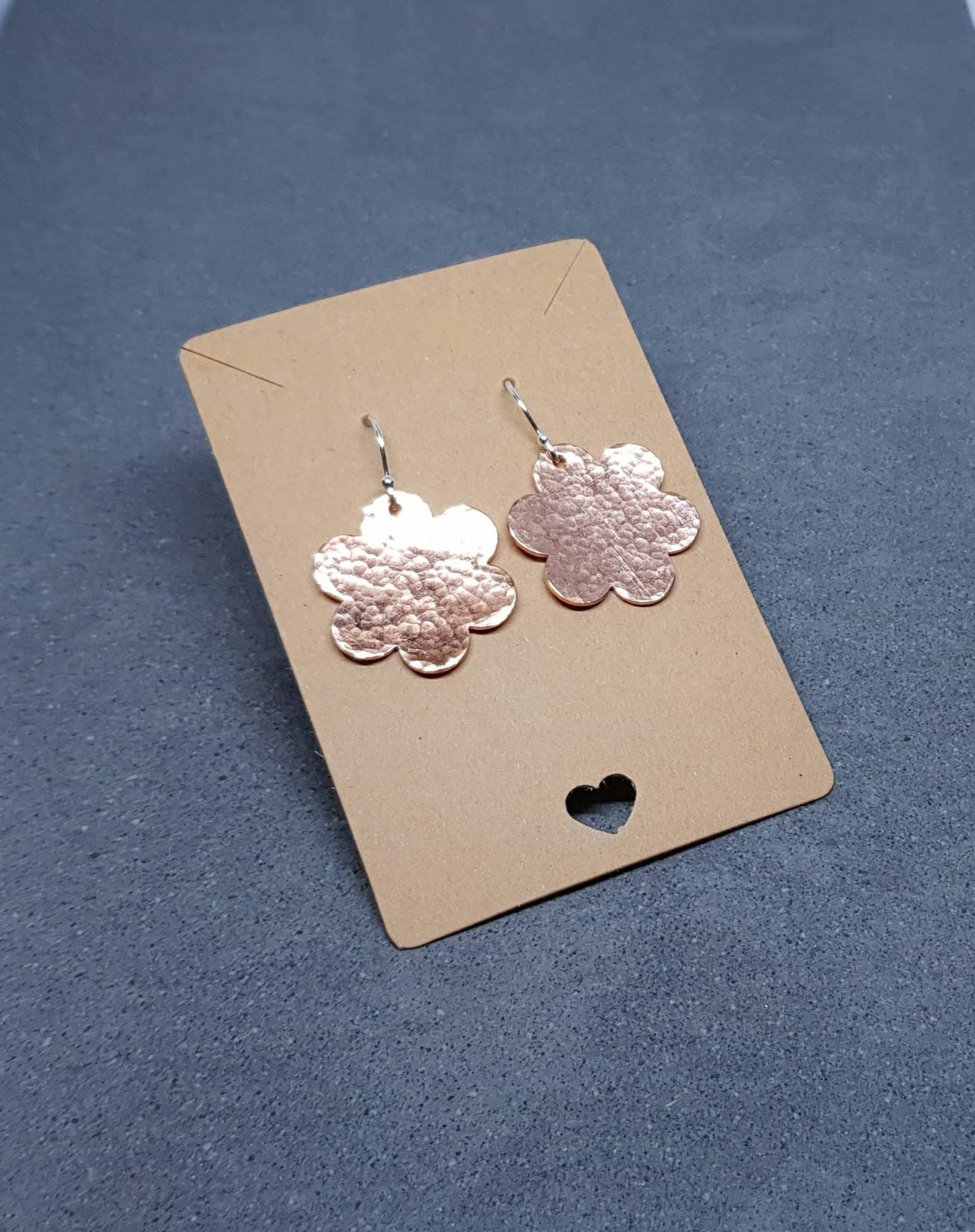 Solid Copper Large Daisy Earrings