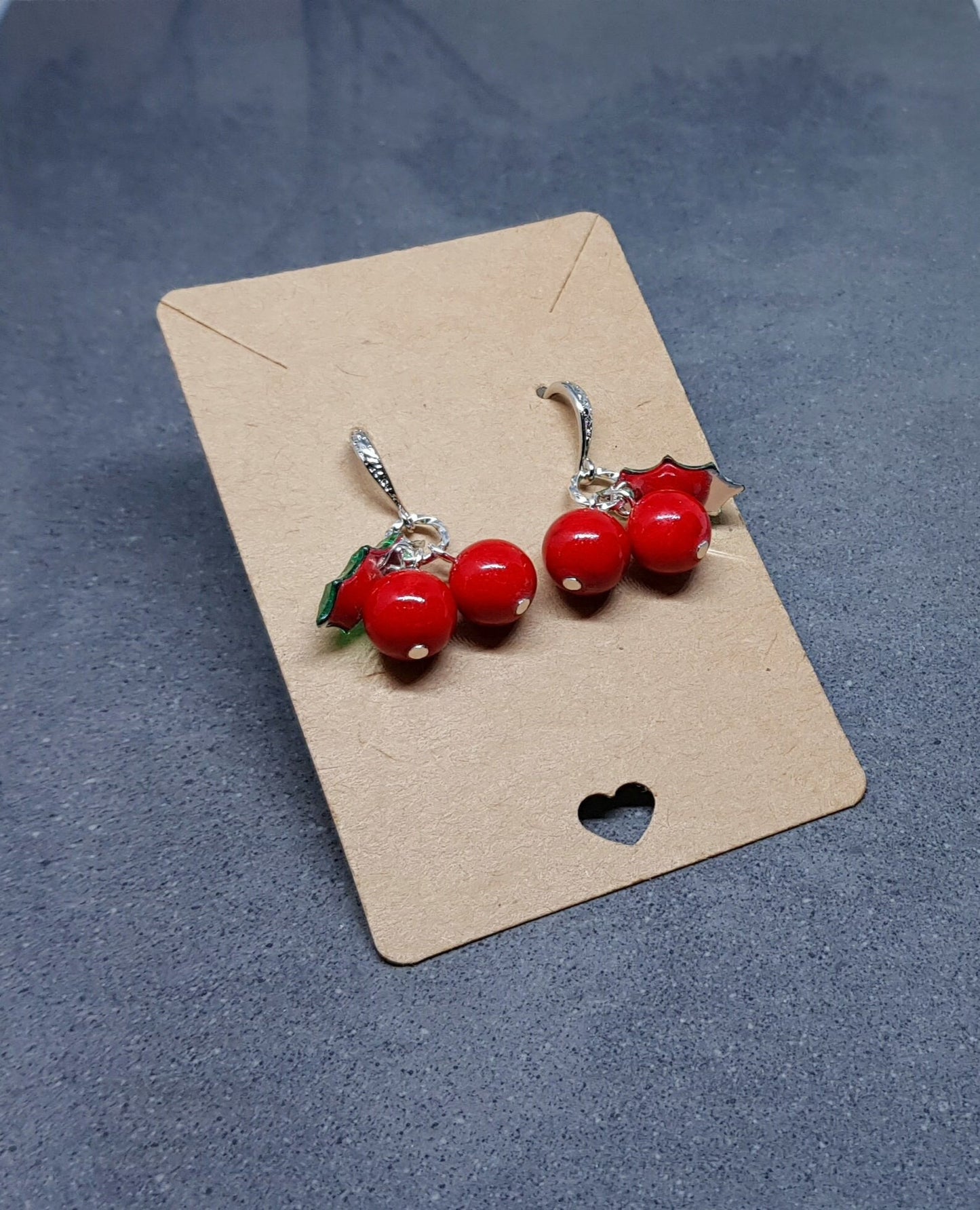 Glass Holly Earrings