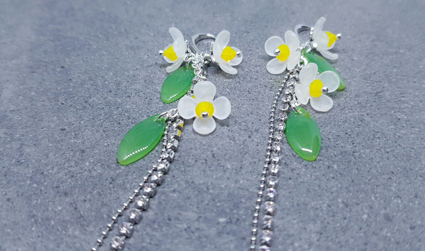 Flower Earrings, Yellow PRIMERO Crystals®, Hypoallergenic Ear Wires, Daisy Earrings, Spring Flower Earrings, Crystal Rhinestone