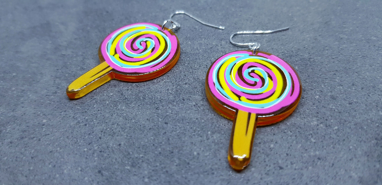 Lollipop Earrings, Choice of Ear Wires, Lollipop Jewelry, Sweet Earrings, Super Cute Earrings, Candy Gifts
