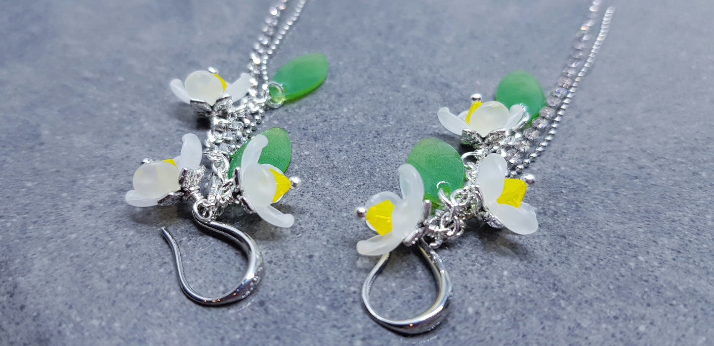 Flower Earrings, Yellow PRIMERO Crystals®, Hypoallergenic Ear Wires, Daisy Earrings, Spring Flower Earrings, Crystal Rhinestone