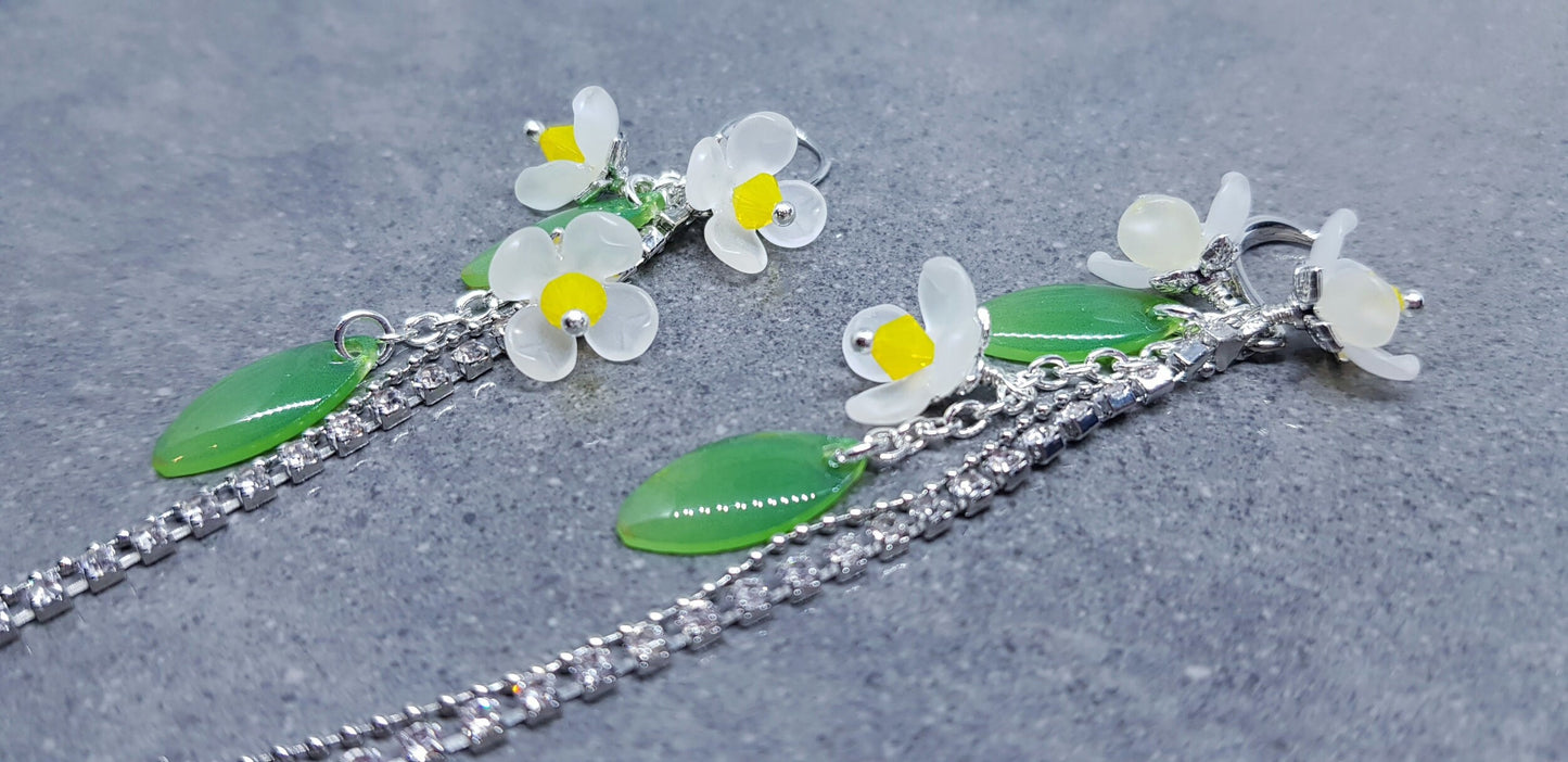 Flower Earrings, Yellow PRIMERO Crystals®, Hypoallergenic Ear Wires, Daisy Earrings, Spring Flower Earrings, Crystal Rhinestone