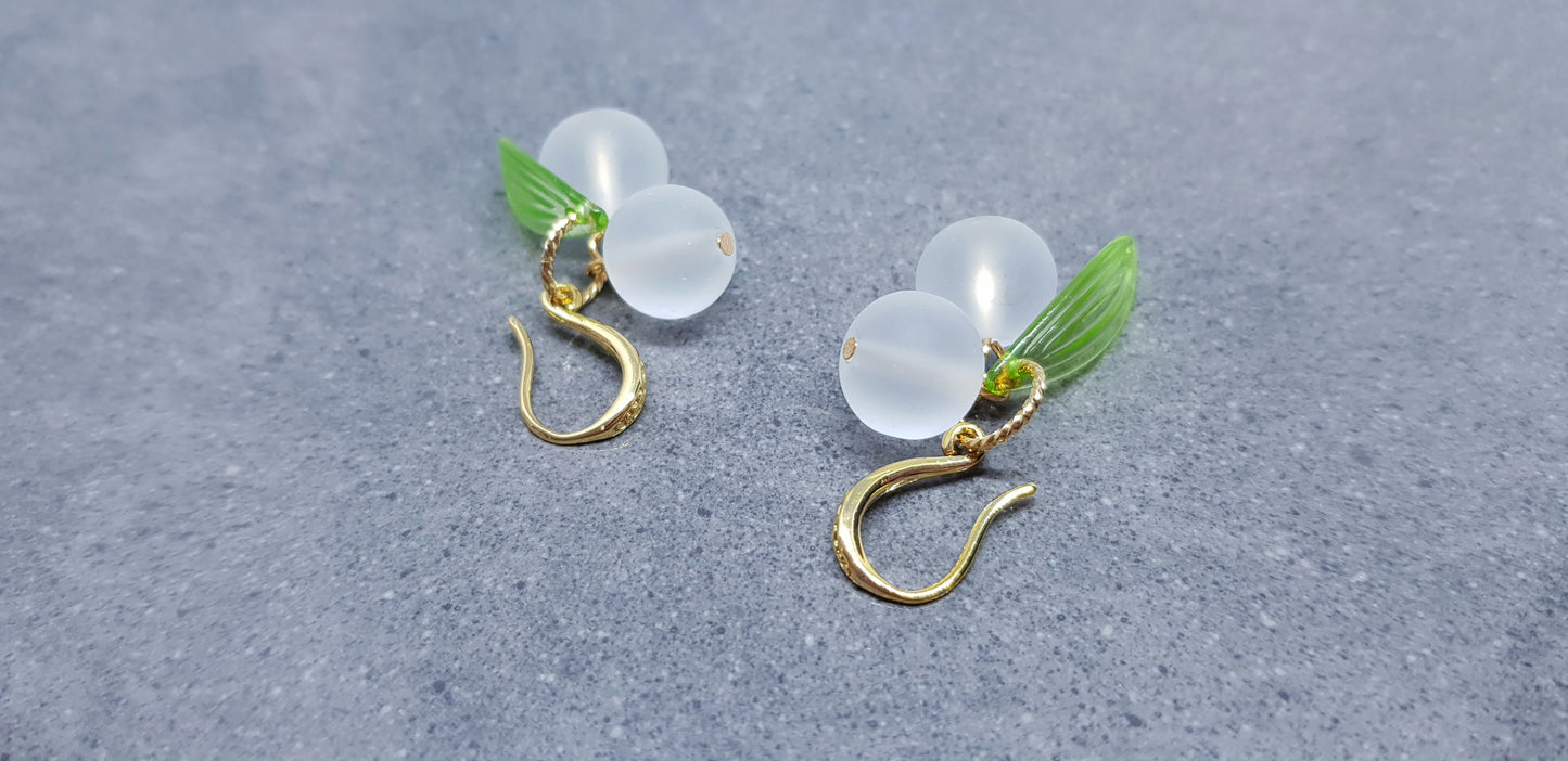 Glass Mistletoe Earrings