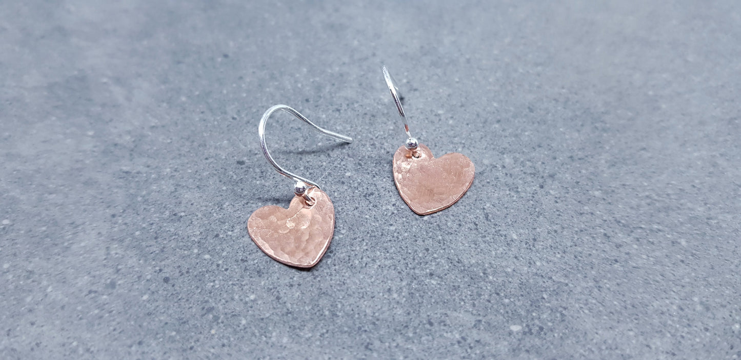 Solid Copper Heart Earrings