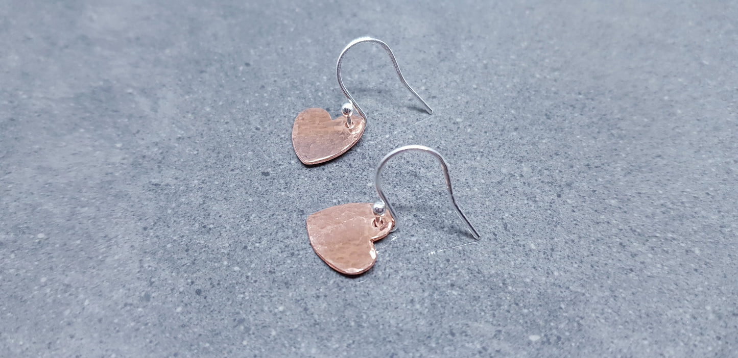 Solid Copper Heart Earrings