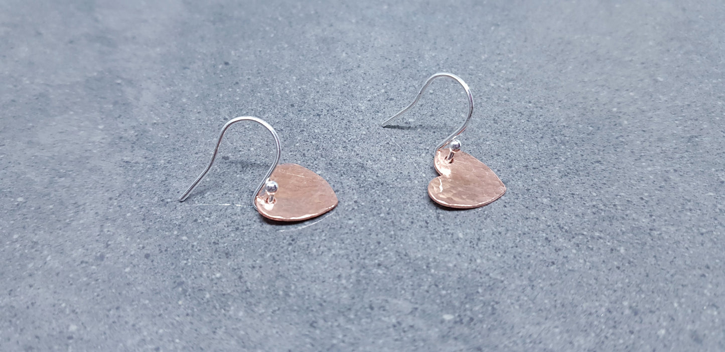 Solid Copper Heart Earrings