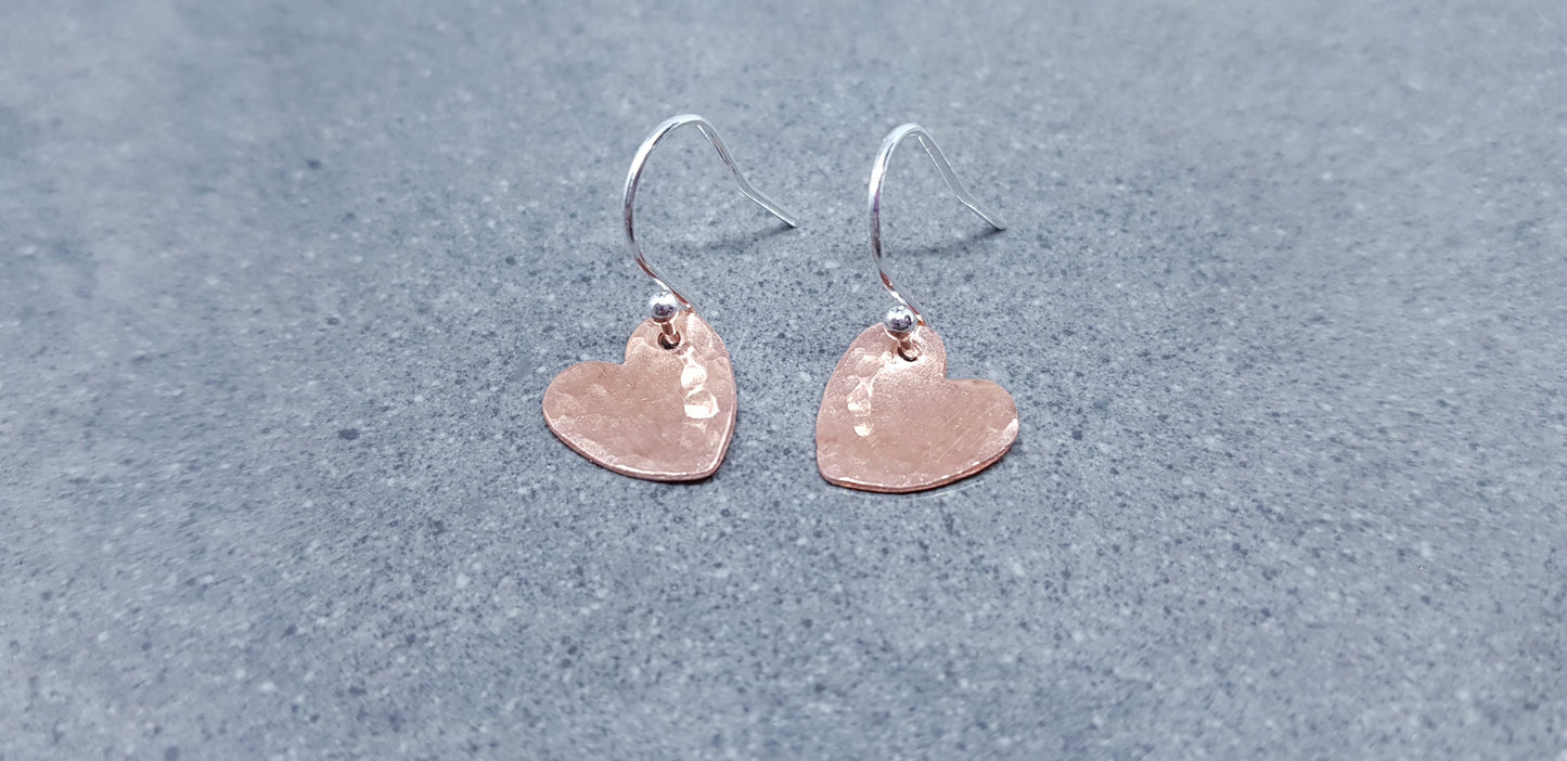 Solid Copper Heart Earrings