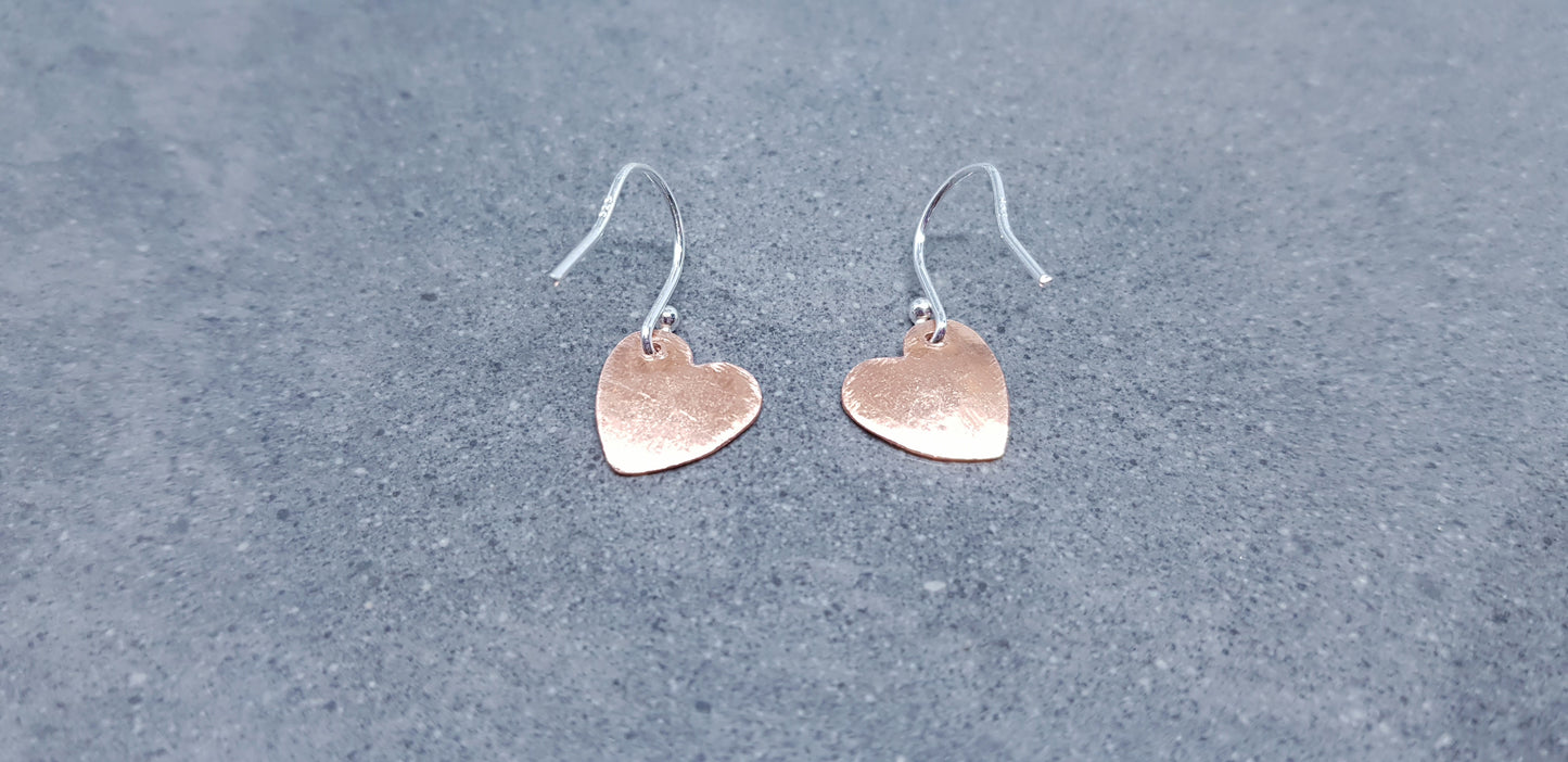 Solid Copper Heart Earrings