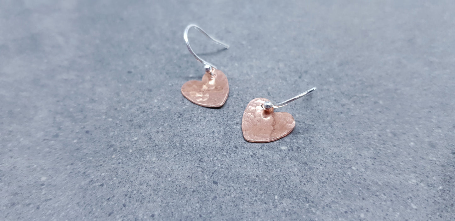 Solid Copper Heart Earrings