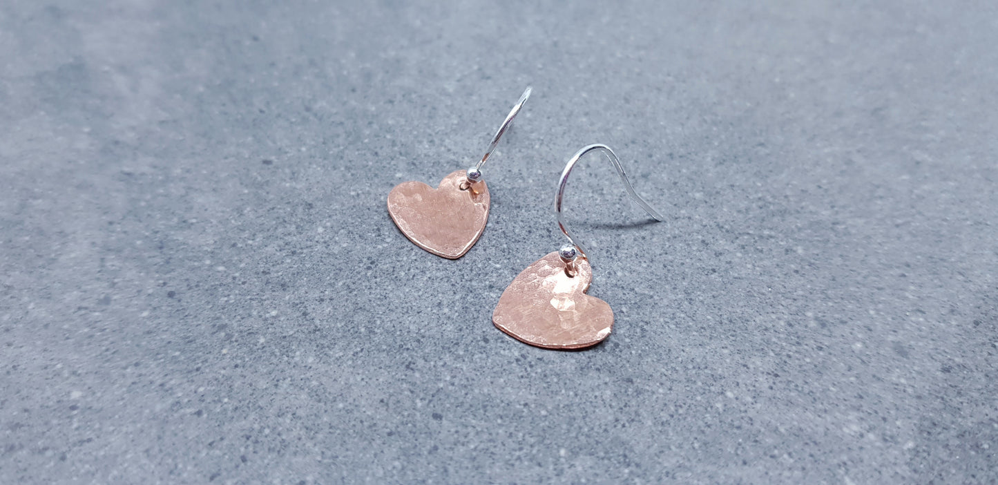 Solid Copper Heart Earrings