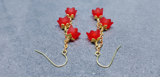 Red Flower Earrings