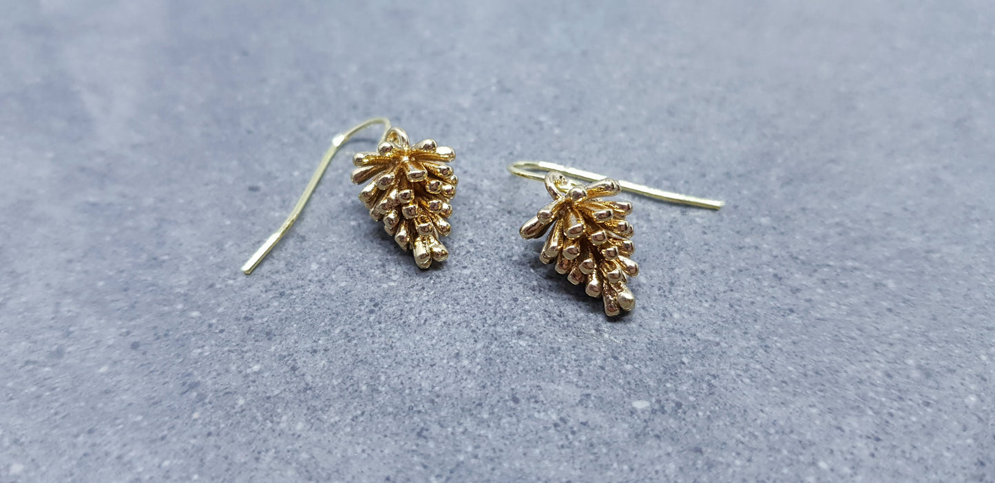 Gold Pinecone Earrings