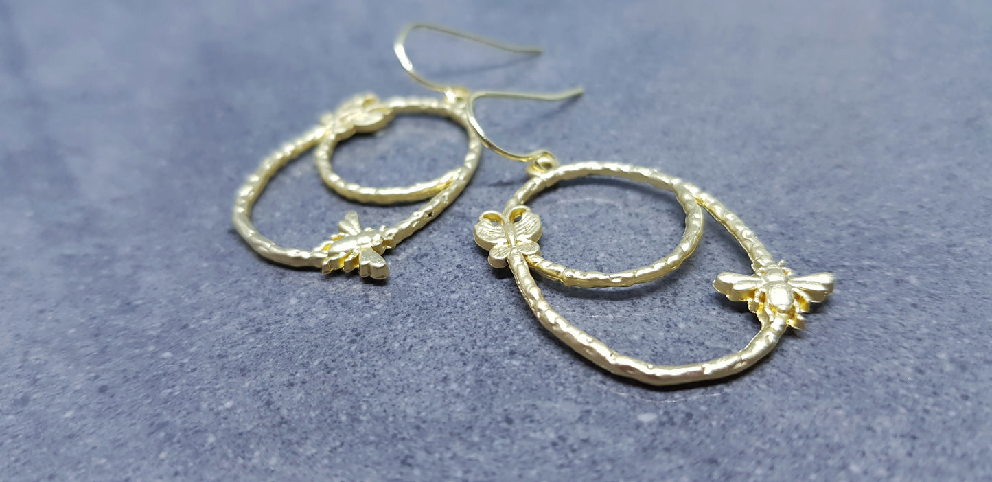 Bee Hoop Earrings