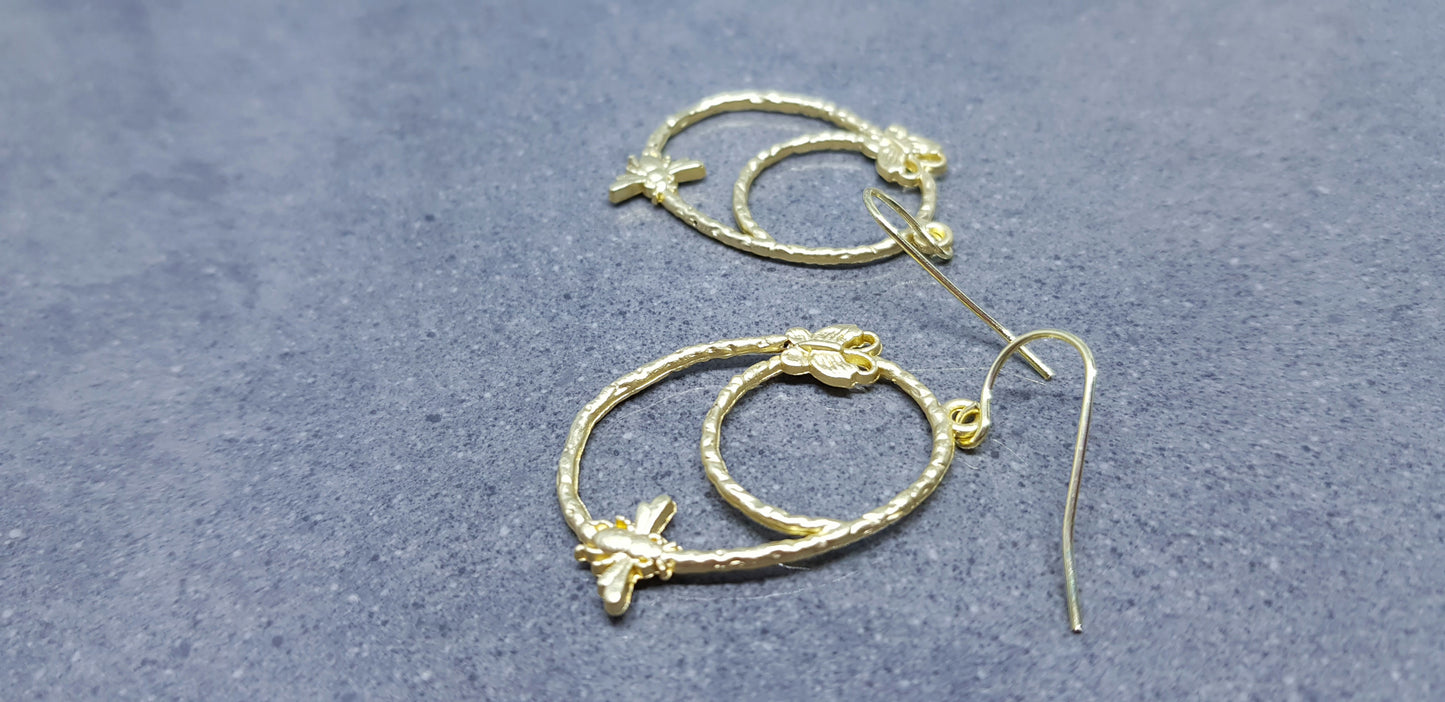 Bee Hoop Earrings