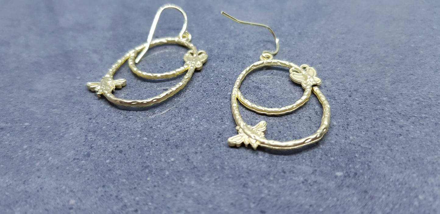 Bee Hoop Earrings