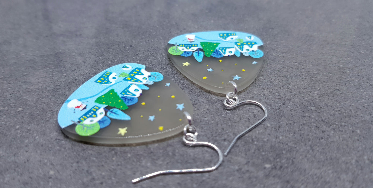 Resin Christmas Scene Earrings