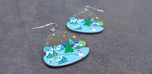 Resin Christmas Scene Earrings