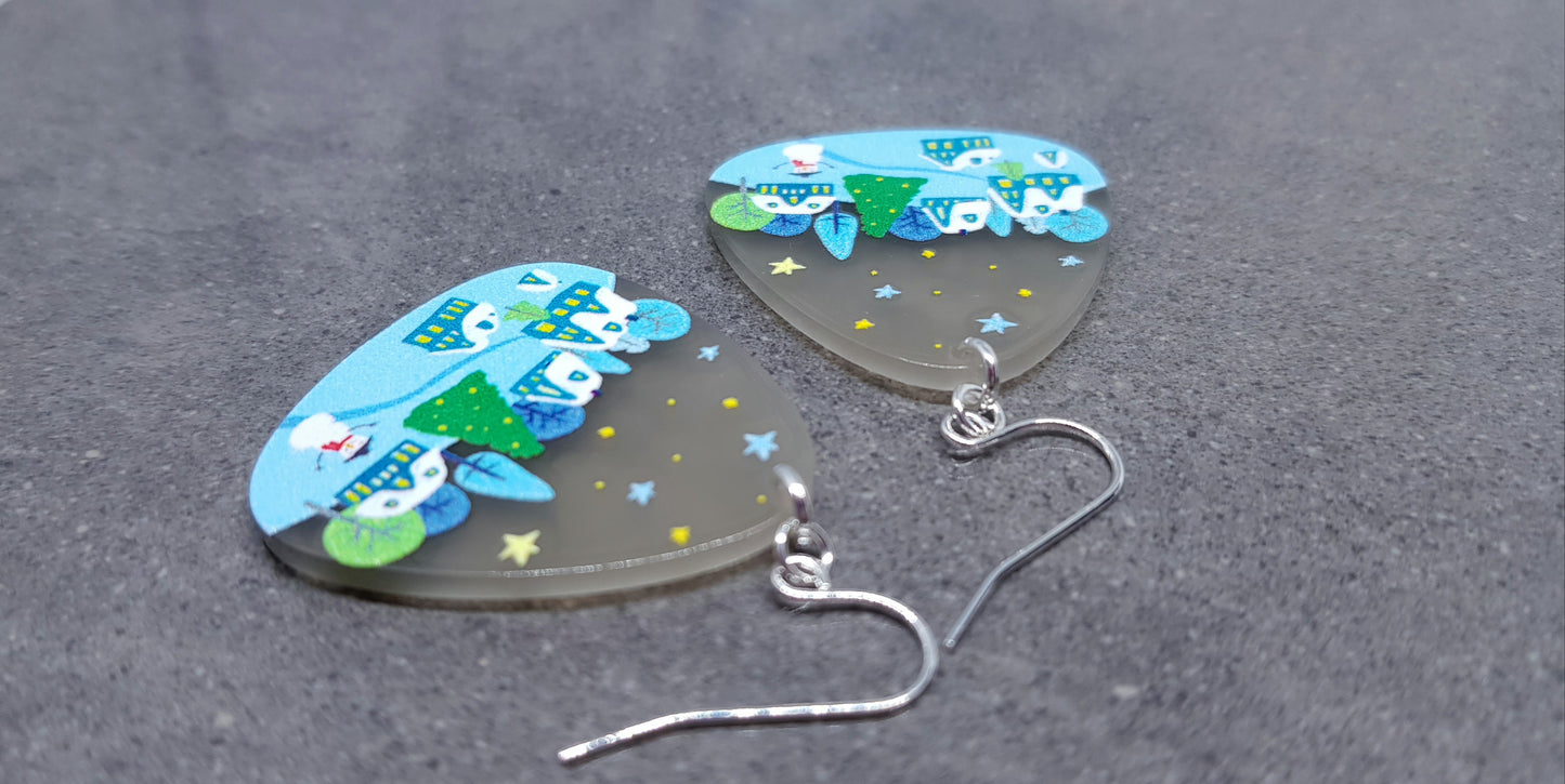 Resin Christmas Scene Earrings