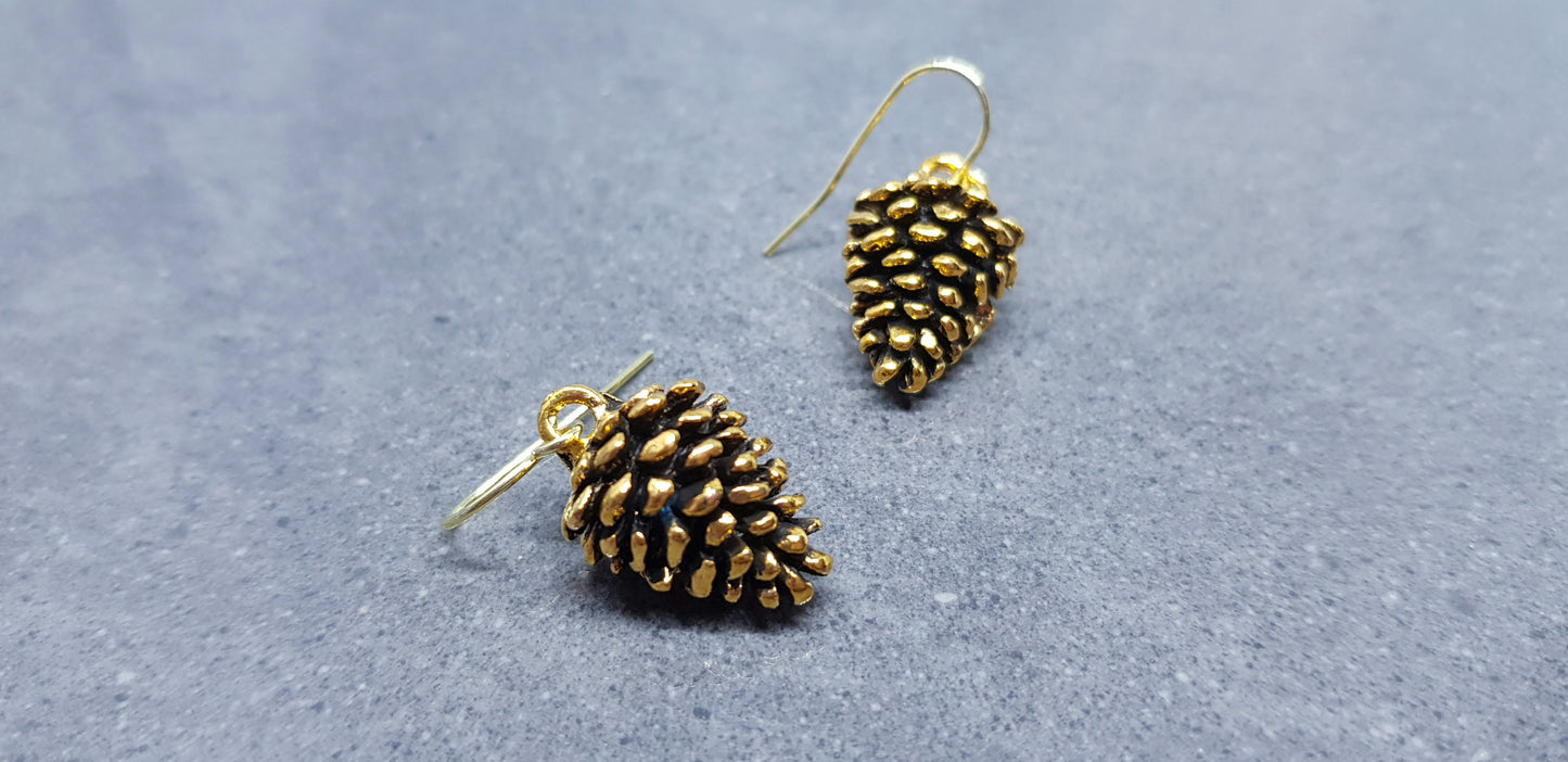 Gold Pinecone Earrings