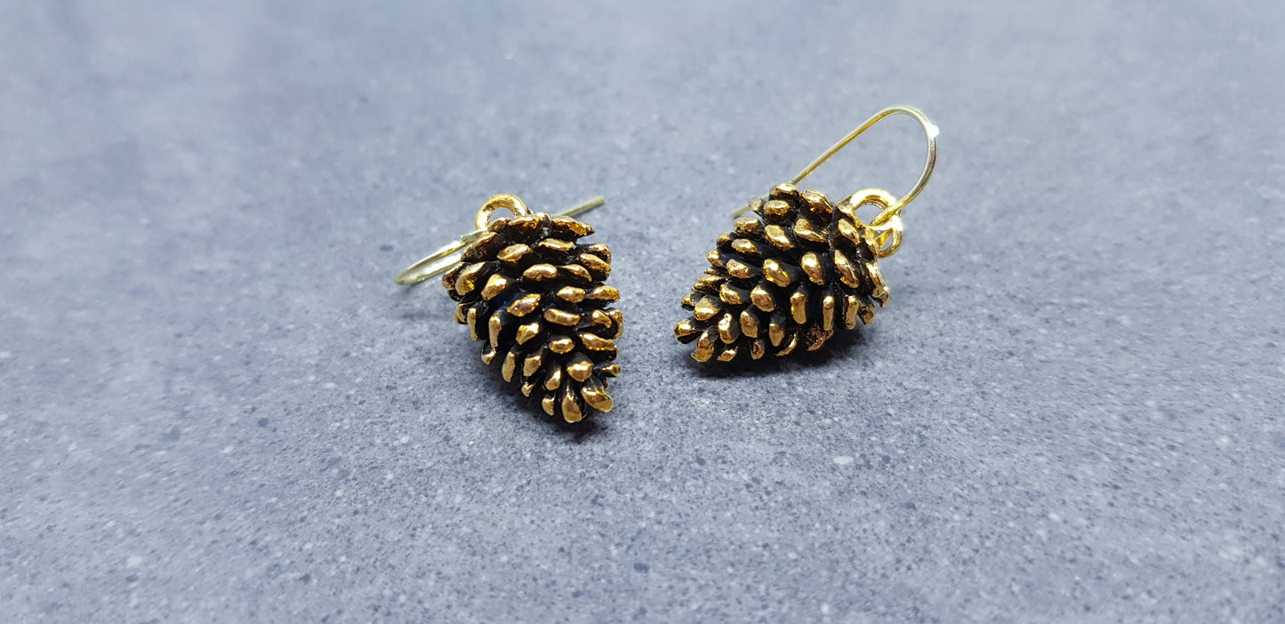 Gold Pinecone Earrings