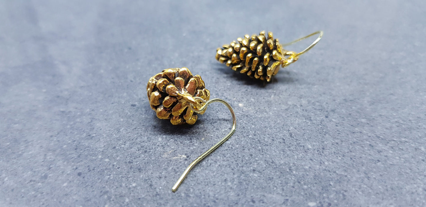 Gold Pinecone Earrings