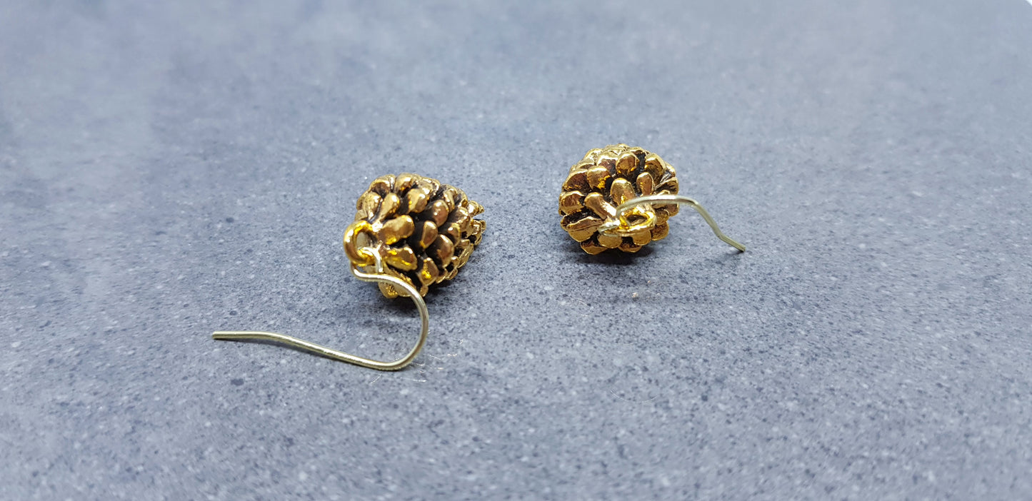 Gold Pinecone Earrings