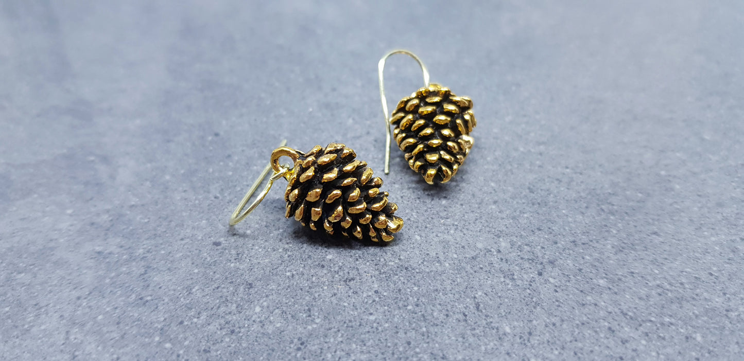 Gold Pinecone Earrings