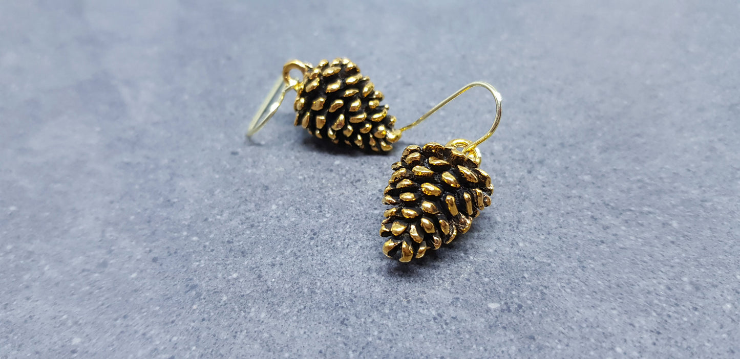 Gold Pinecone Earrings