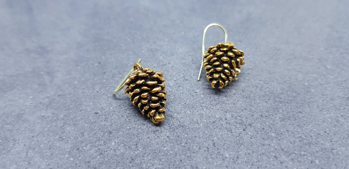 Gold Pinecone Earrings