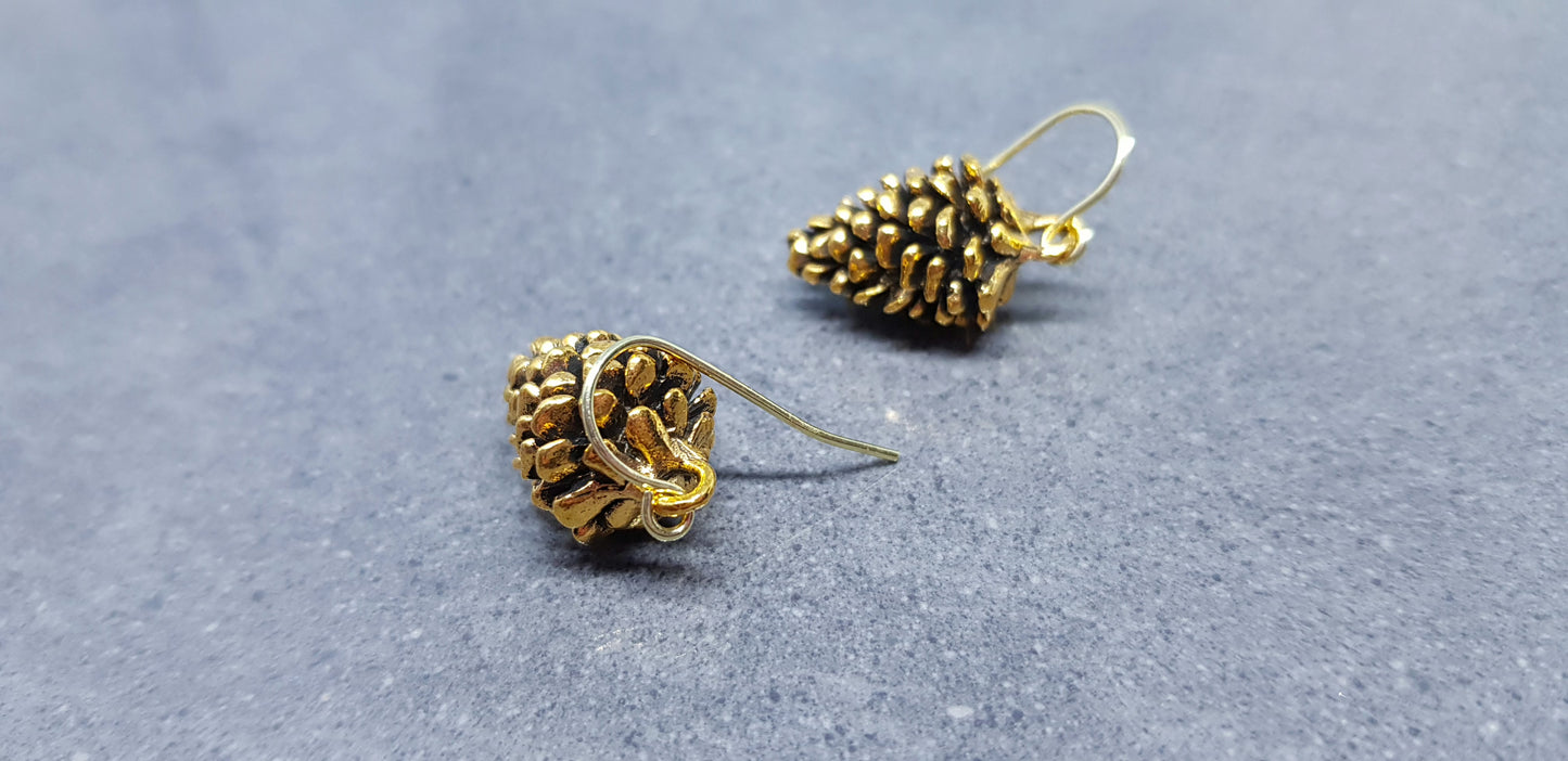 Gold Pinecone Earrings