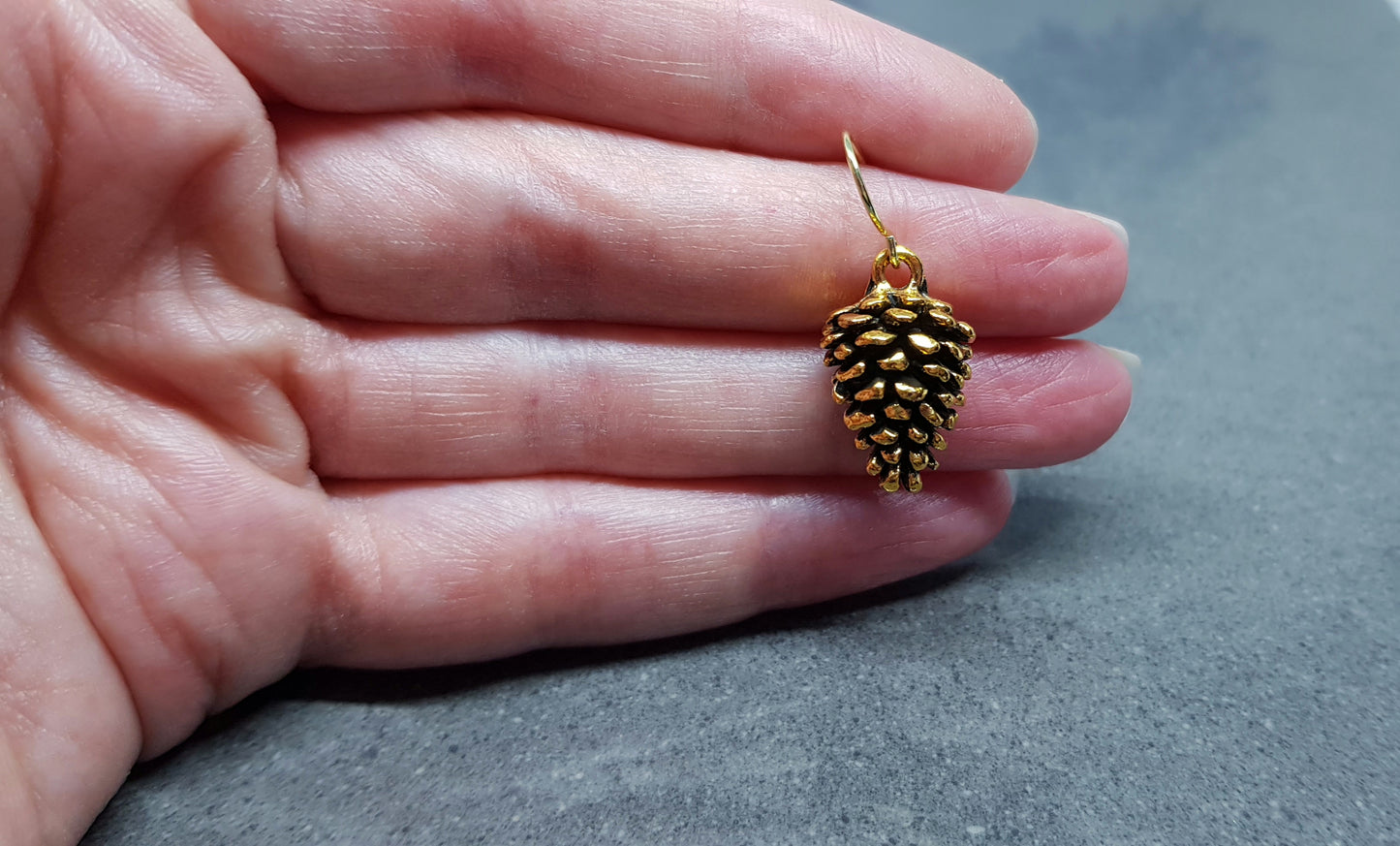 Gold Pinecone Earrings