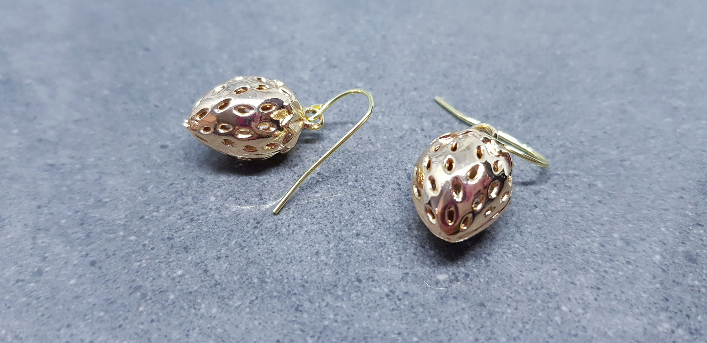 18K Gold Plated Strawberry Earrings