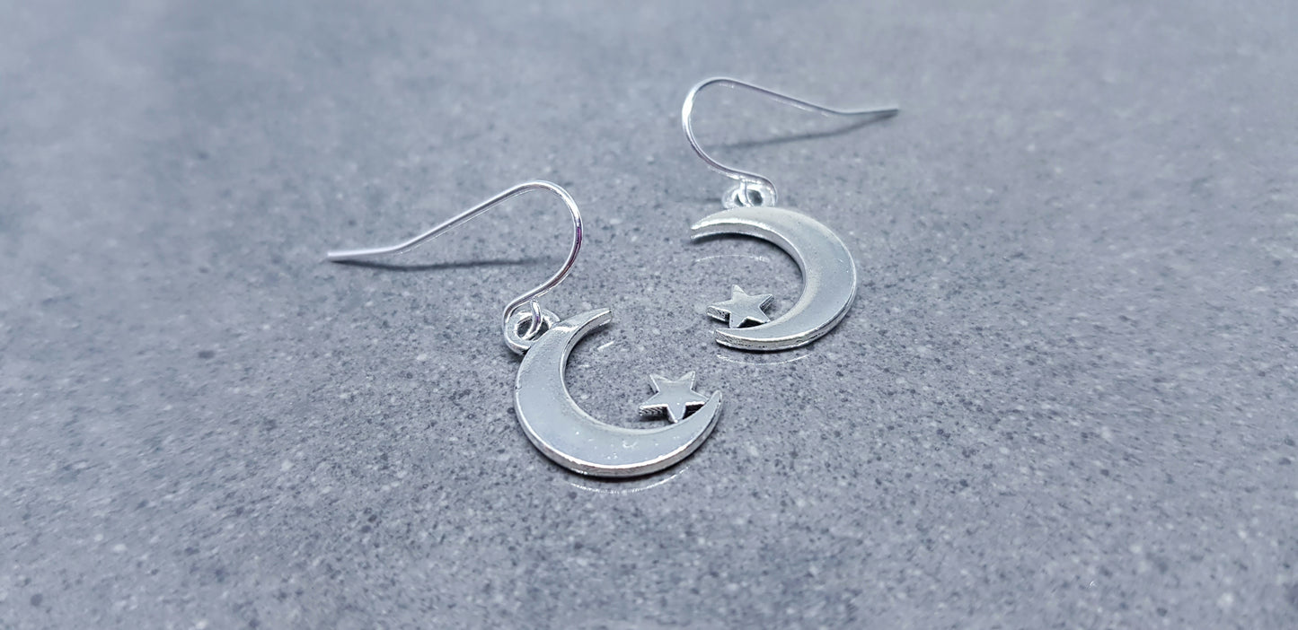 Crescent Moon and Star Earrings