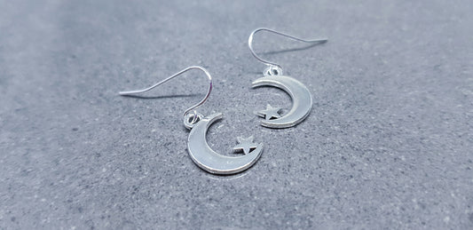 Crescent Moon and Star Earrings