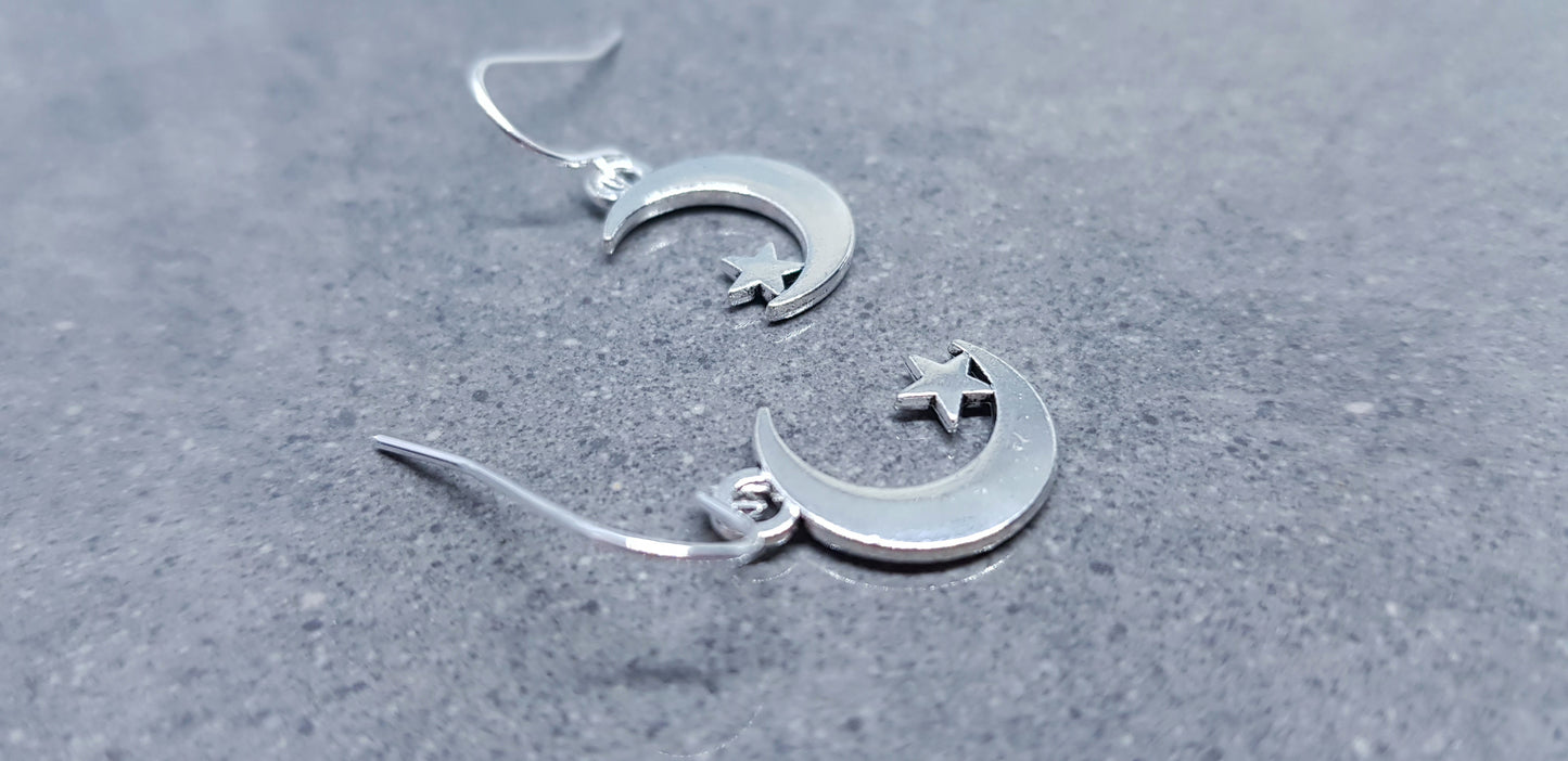 Crescent Moon and Star Earrings