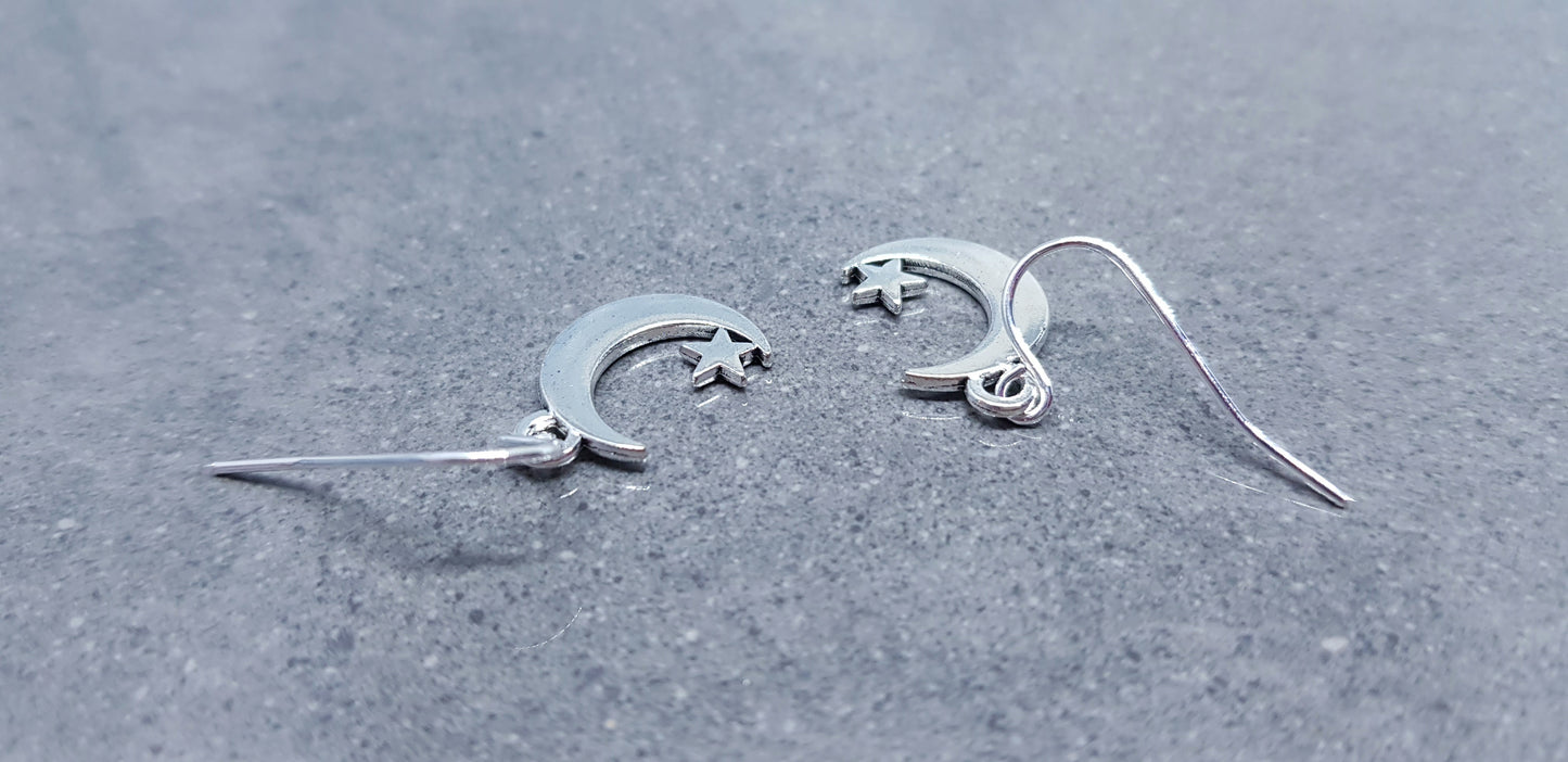 Crescent Moon and Star Earrings