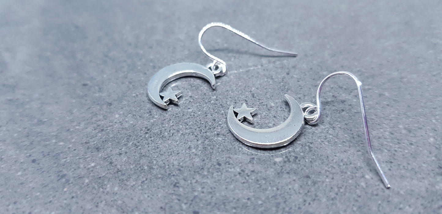 Crescent Moon and Star Earrings