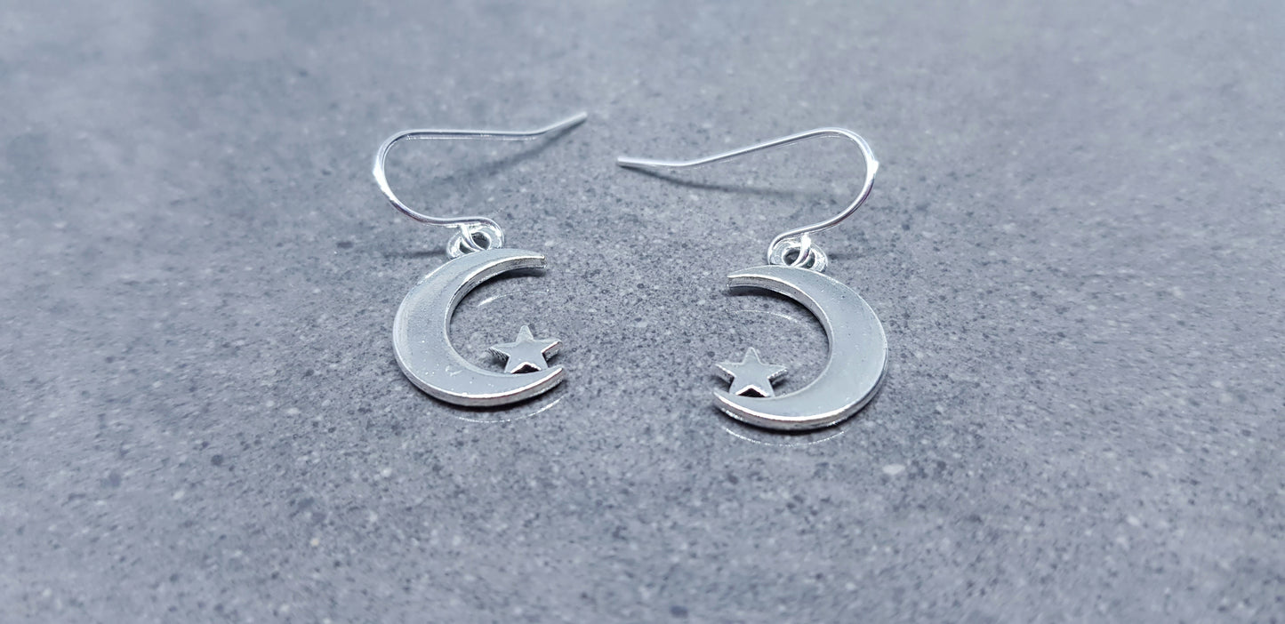 Crescent Moon and Star Earrings