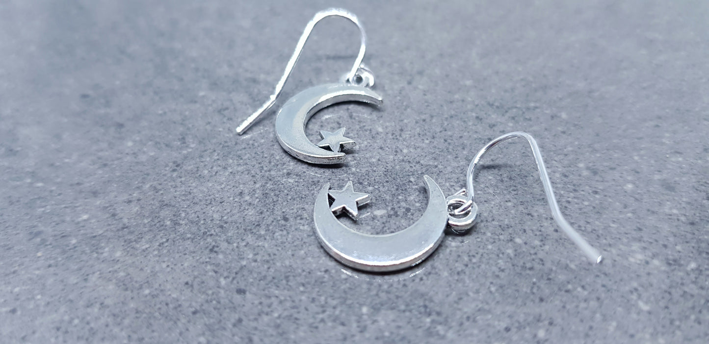 Crescent Moon and Star Earrings