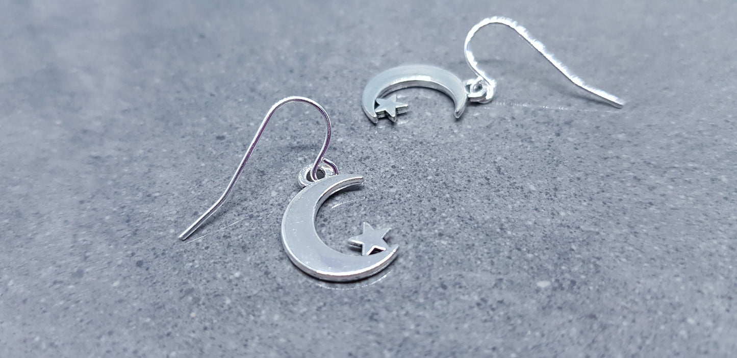 Crescent Moon and Star Earrings