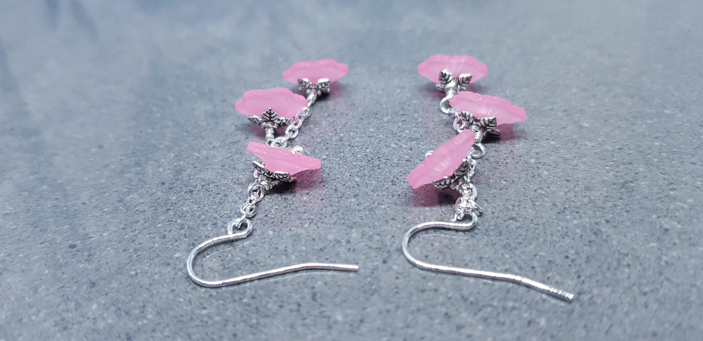 Pale Pink Flower Earrings