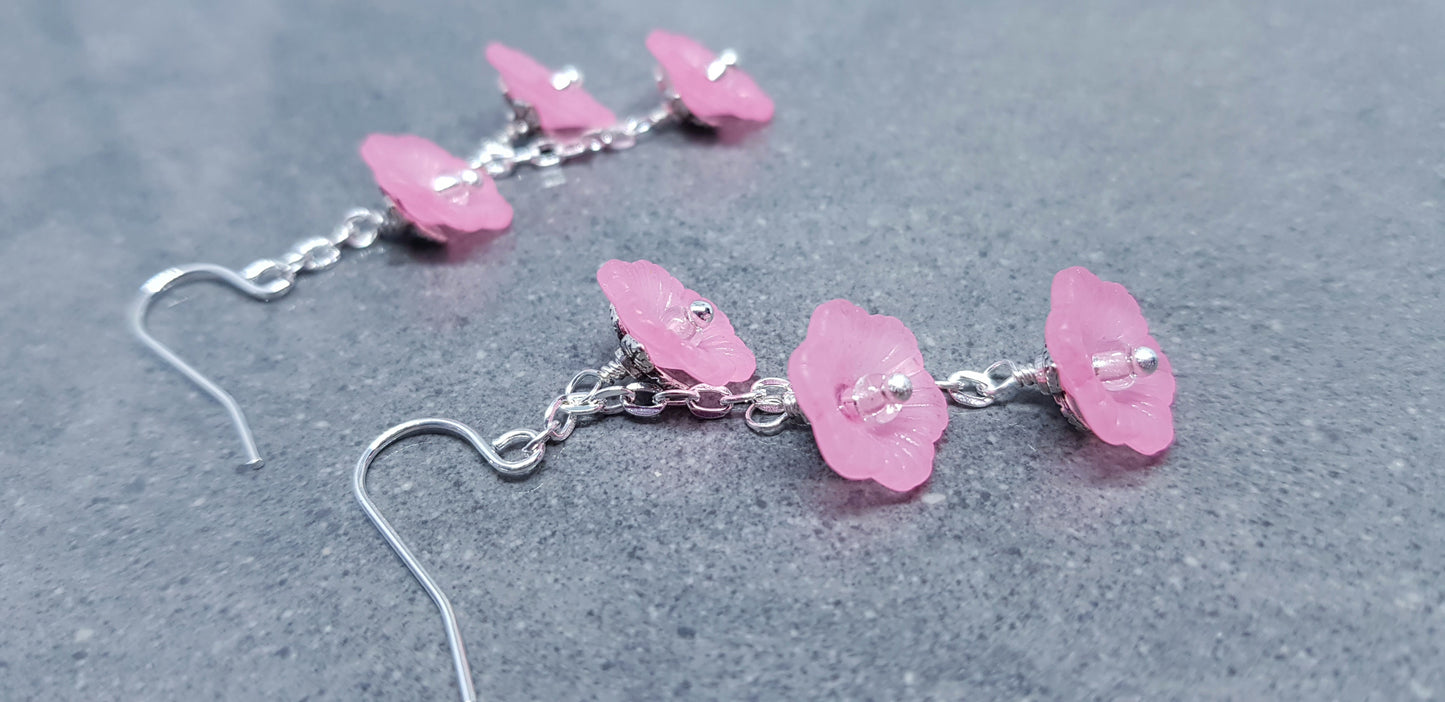 Pale Pink Flower Earrings