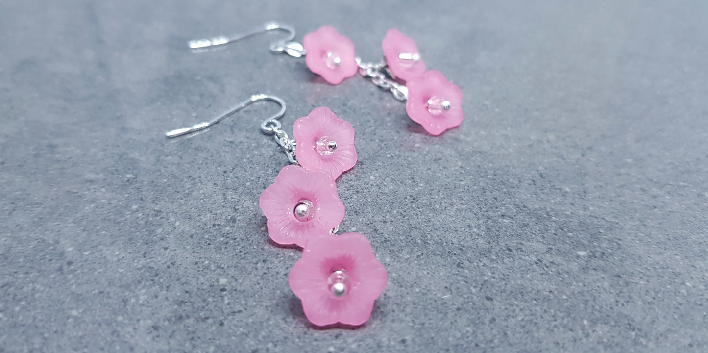 Pale Pink Flower Earrings