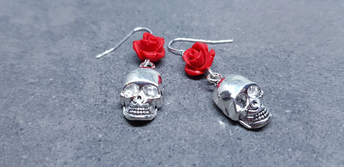 Skull Rose Earrings