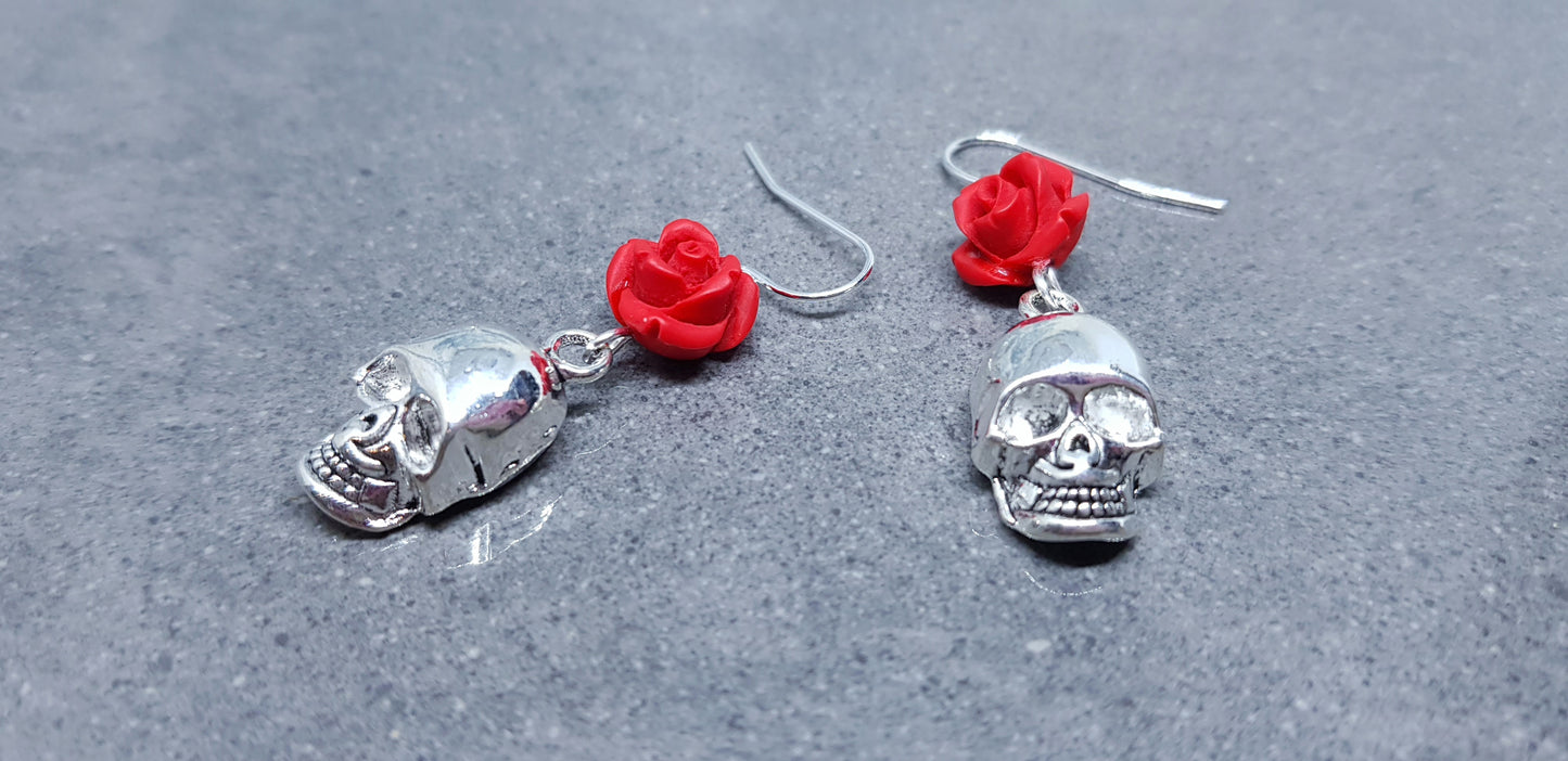 Skull Rose Earrings