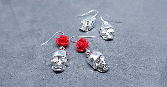 Skull Rose Earrings