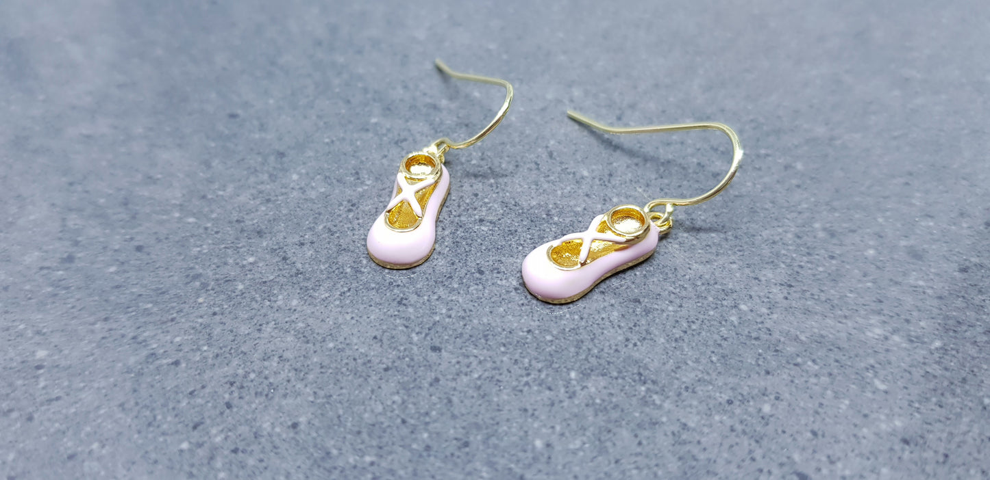 Pink Ballet Shoe Earrings