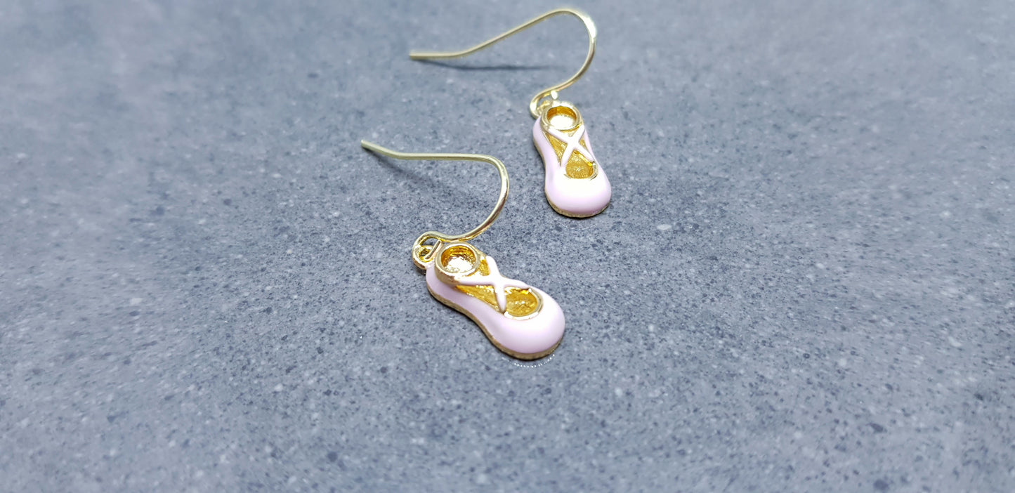 Pink Ballet Shoe Earrings