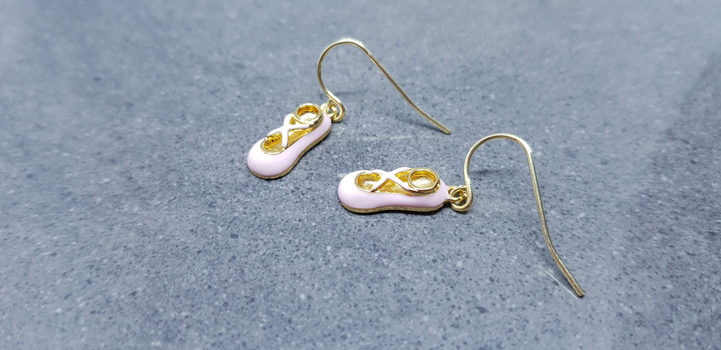 Pink Ballet Shoe Earrings