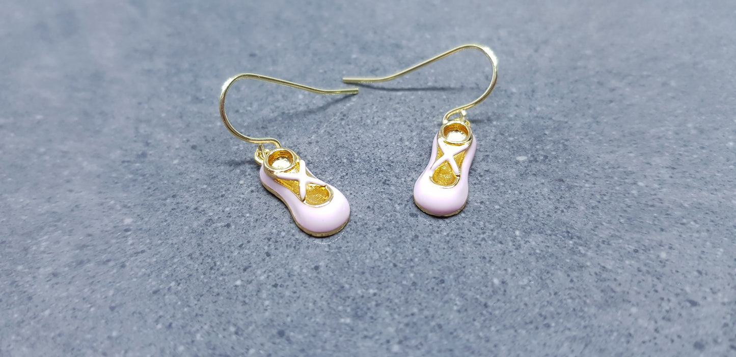 Pink Ballet Shoe Earrings